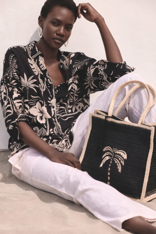 Pojemna torba plażowa damska shopper z plecionego materiału