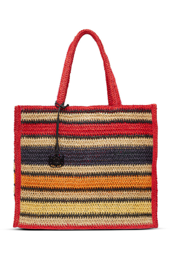 Pojemna torba plażowa damska shopper w kolorowe pasy