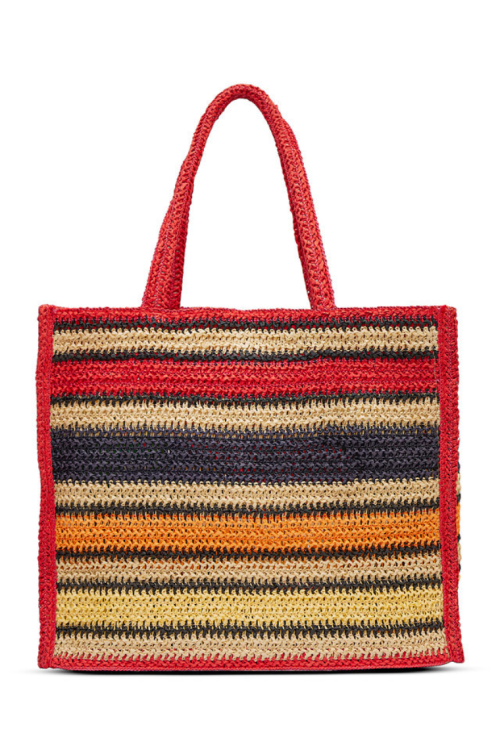 Pojemna torba plażowa damska shopper w kolorowe pasy