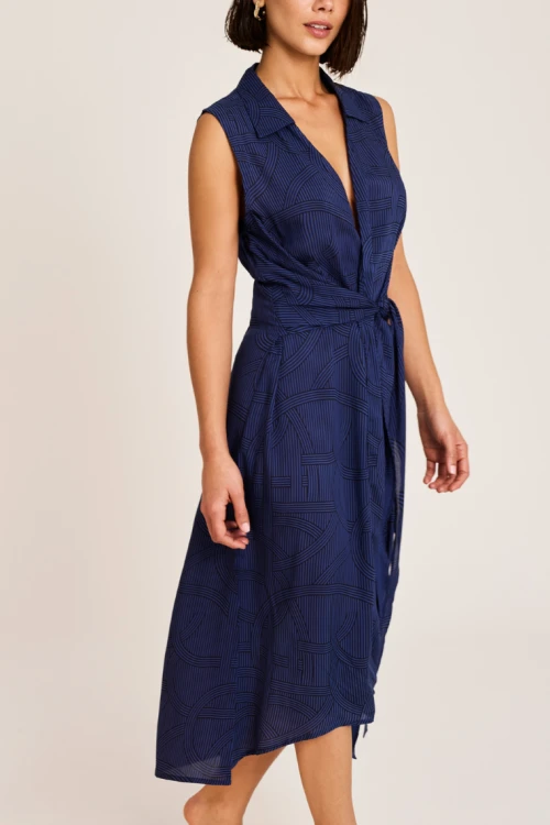 Sukienka kopertowa wiskozowa bez rękawów