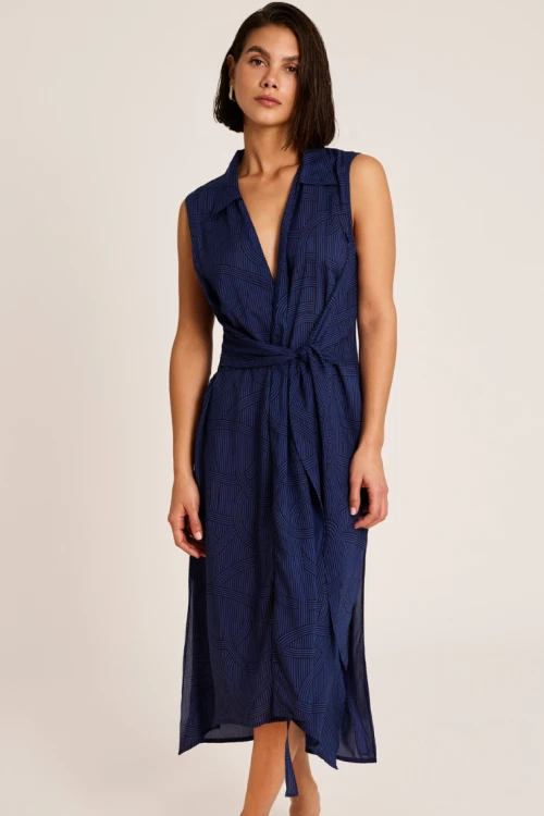 Sukienka kopertowa wiskozowa bez rękawów