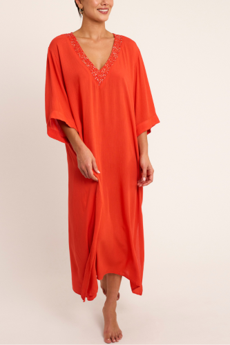 Wiskozowa sukienka z rękawem do łokcia