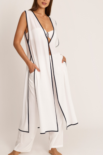 Wiskozowy letni komplet damski – spodnie i kamizelka