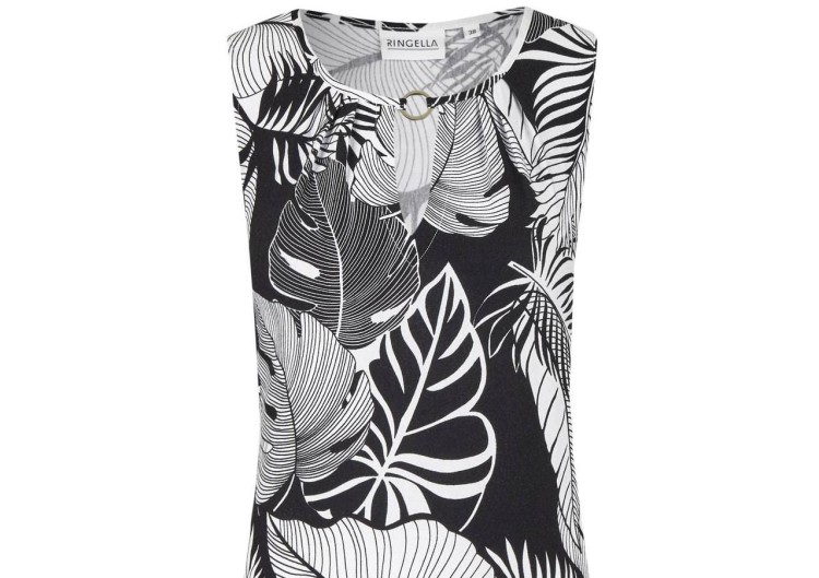 Wiskozowa sukienka plażowa w tropikalny wzór Ringella