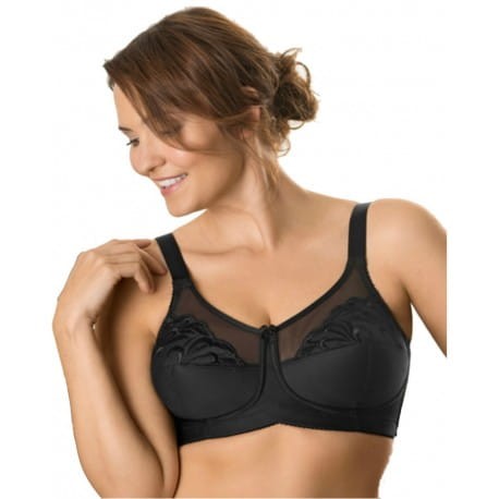 Miękki czarny biustonosz bez fiszbin na duże biusty Naturana