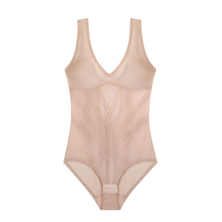 AIR SCULPT Body modelujące z płaskimi szwami i klejonymi brzegami beżowe