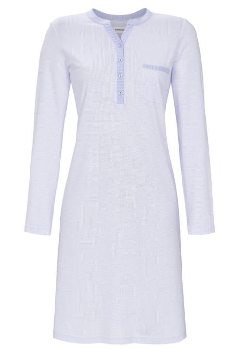 Koszula nocna z długim rękawem i stójką niebieska