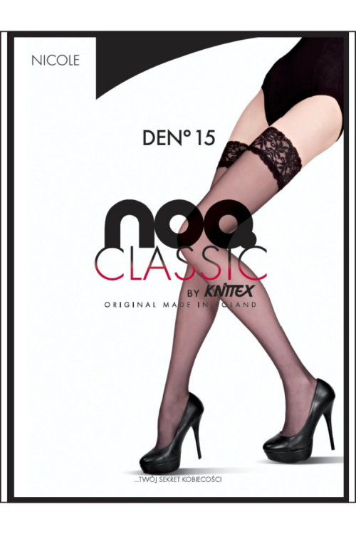 15 DEN Pończochy samonośne matowe z koronką Nicole